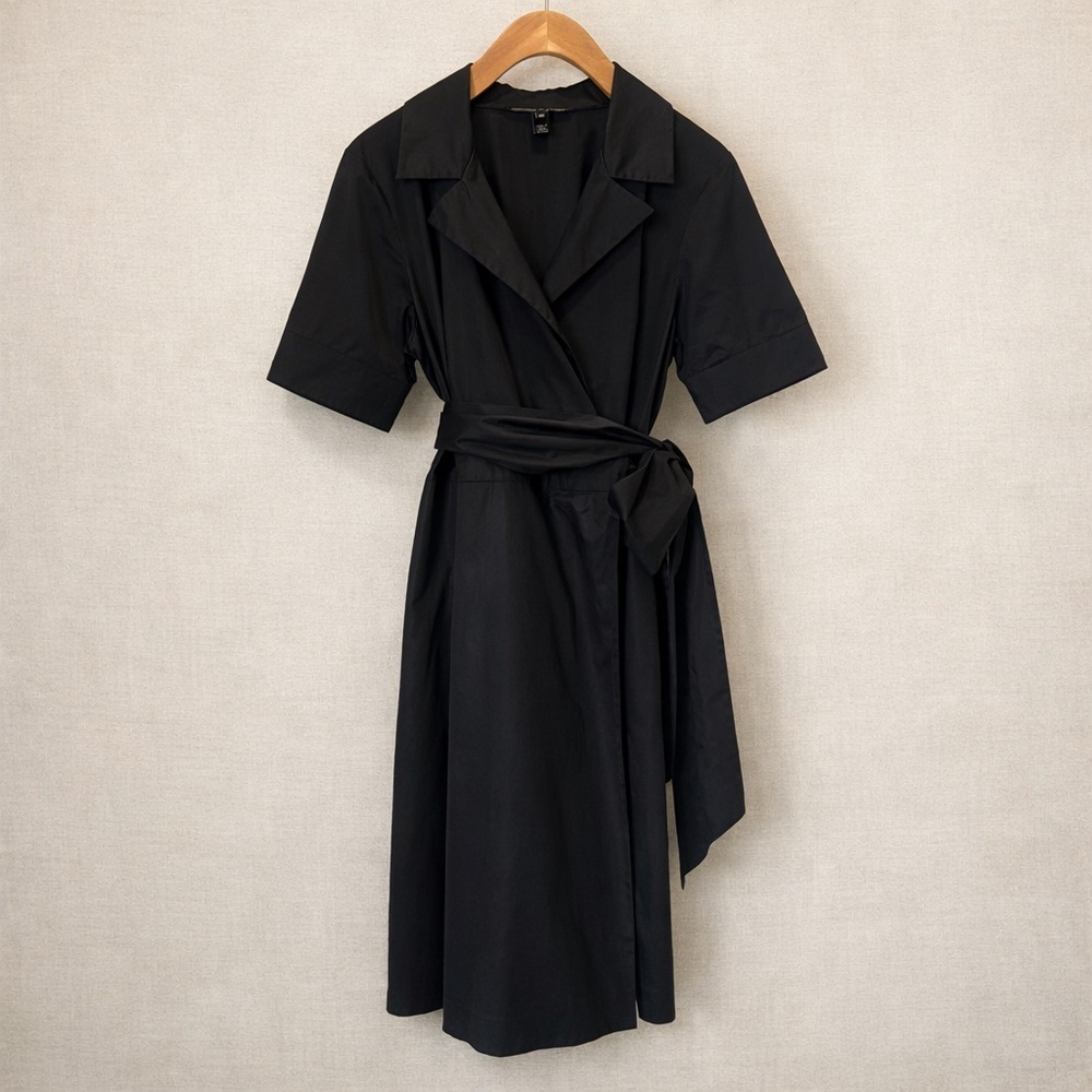 SANDRA ANGELOZZI Wrap Dress Black Elegant Knee Length Classic Size 40